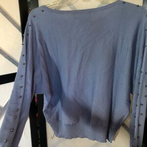 Catherine Malandrino Blue Sweater with Studded Sleeves